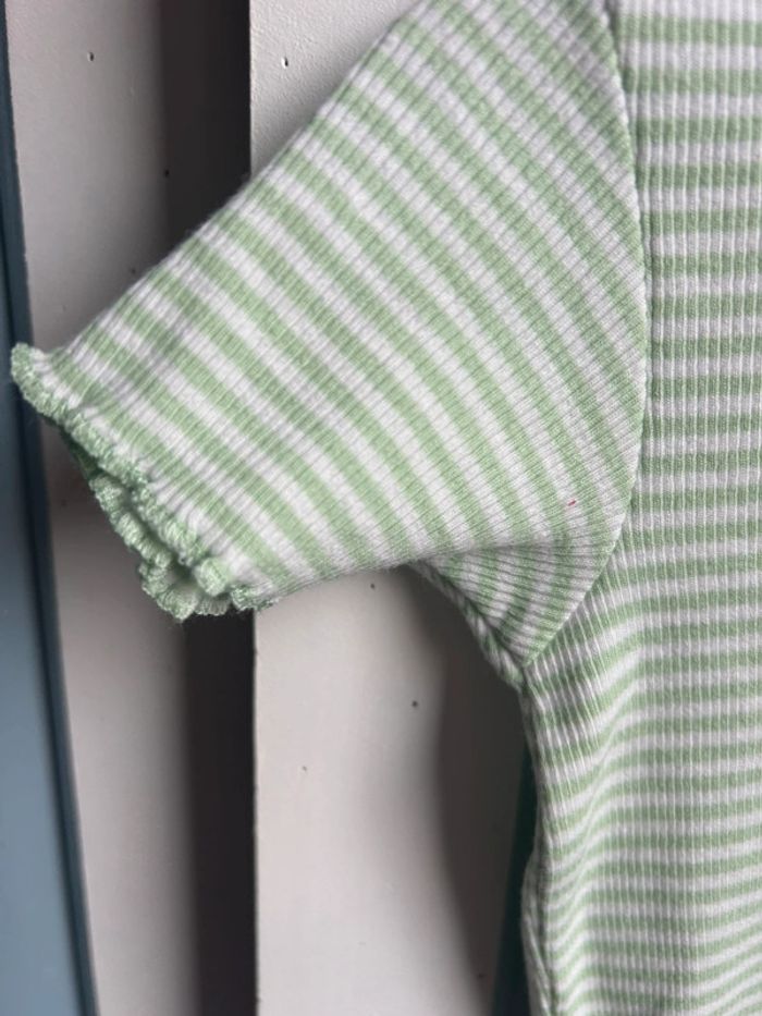 Tee shirt vert à rayures, 6-9 mois - photo numéro 5