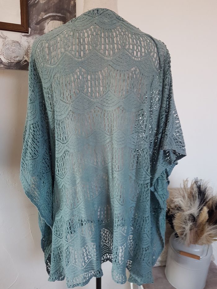 haut tunique façon crochet bleu forme poncho. Lara Ethnics. TU ovesize, 94 de large, 81cm de haut. - photo numéro 4