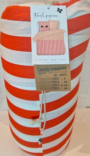 Couette réversible 220x240 – Fresh Popcorn – 100% coton (neuf)