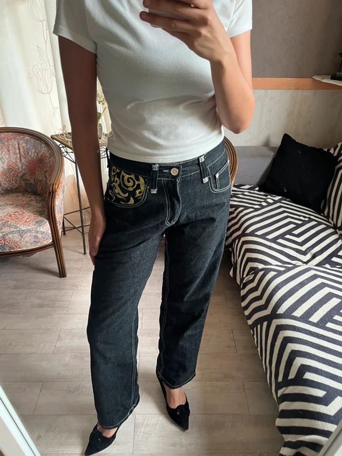 Jean baggy drip y2k 2000yer denim destroy evisu vibes balloon collector religion - photo numéro 4