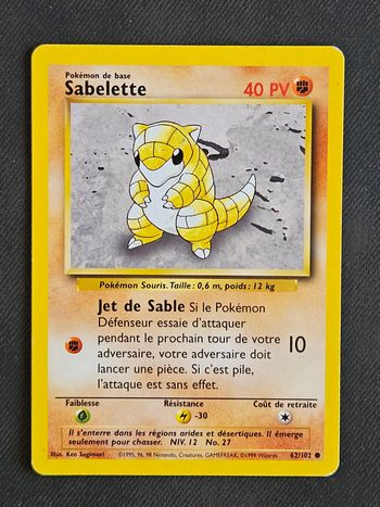 Carte Pokemon Sabelette Set de base 62/102