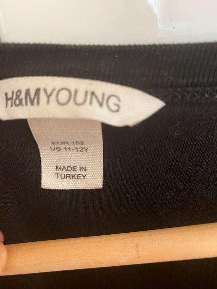 TEE shirt noir H&M 12 ans coton - photo numéro 3