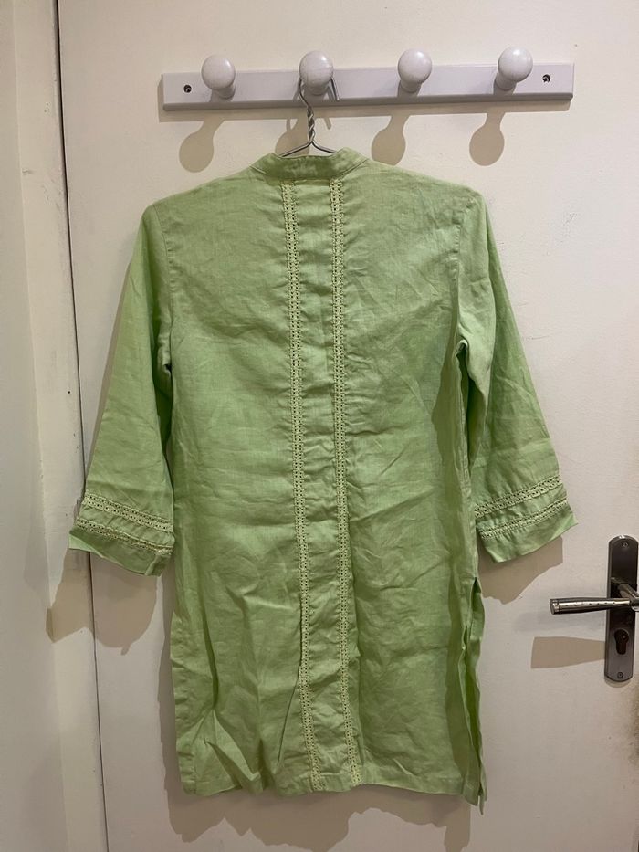 Robe mi longue manches longues verte brodé steffen schraut - photo numéro 4