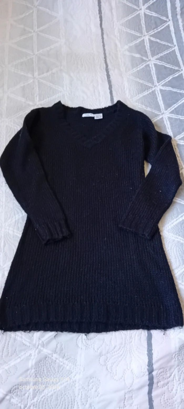 Robe pull col en V noire fille 10 ans la redoute