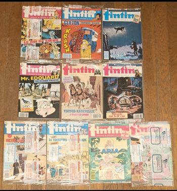 Lot de 10 anciens magazines Tintin sous blister 1988 vintage