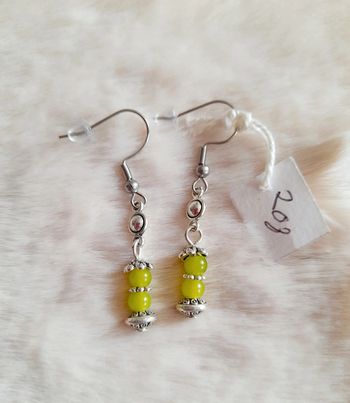 Boucles d'oreilles perle acier et verre jaune