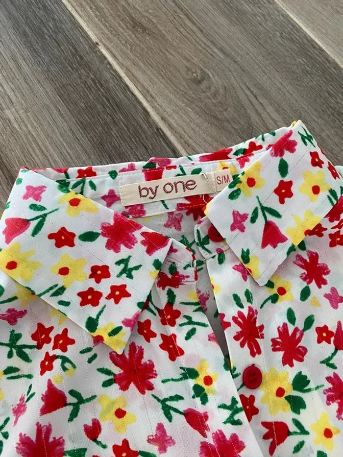 Chemisier femme blanc et fleuri t36/38 - photo numéro 4