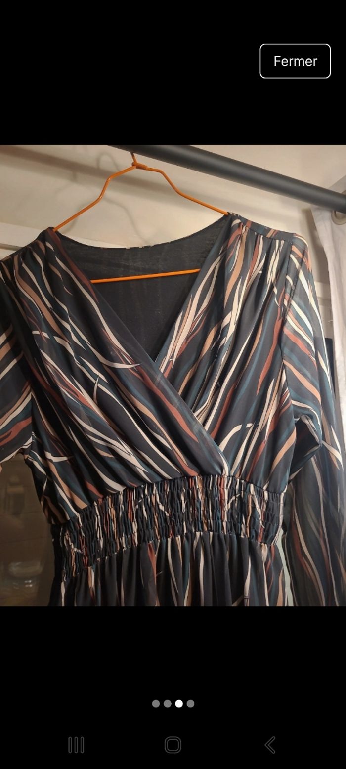 Robe midi voile à élastique - photo numéro 2