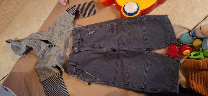 Pantalon velour et t-shirt rayure 2ans