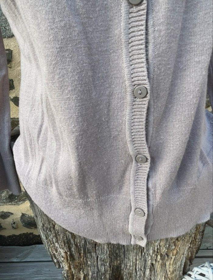 Cardigan en maille fine beige rose - Camaïeu - photo numéro 2