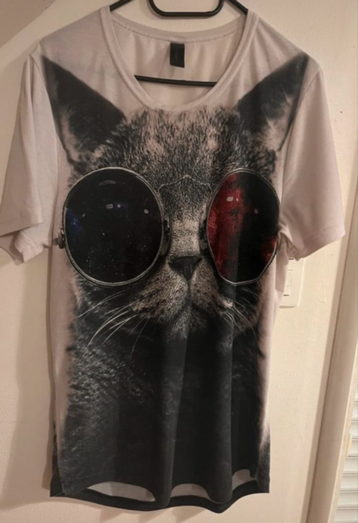 T-shirt oversize chat avec lunettes - photo numéro 3