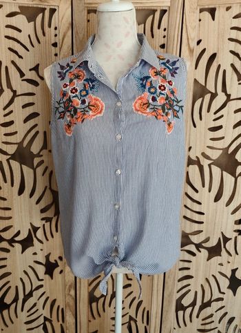 Chemise à rayures brodée T 42 Promod