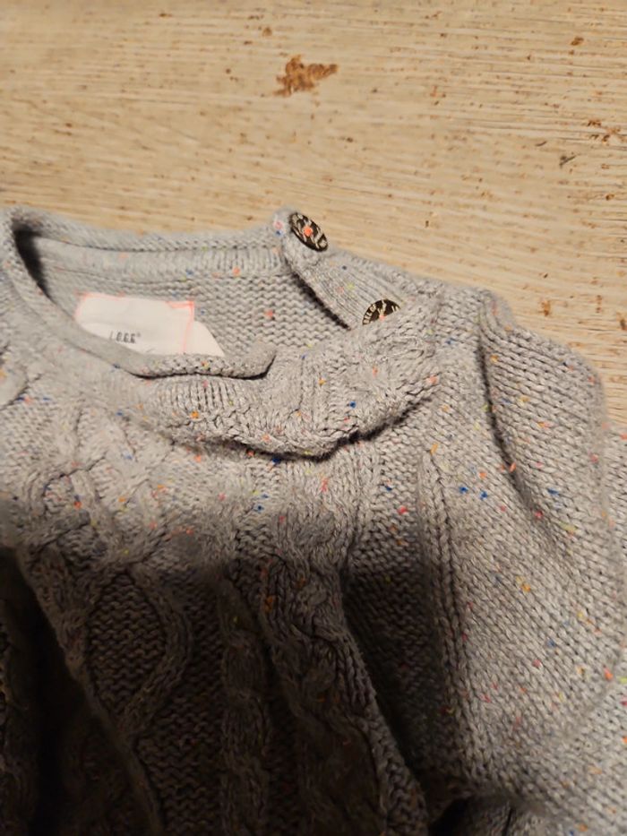 Pull gris clair torsadé à manches longues, H&M L.O.G.G. 4/6ans, nickel - photo numéro 7