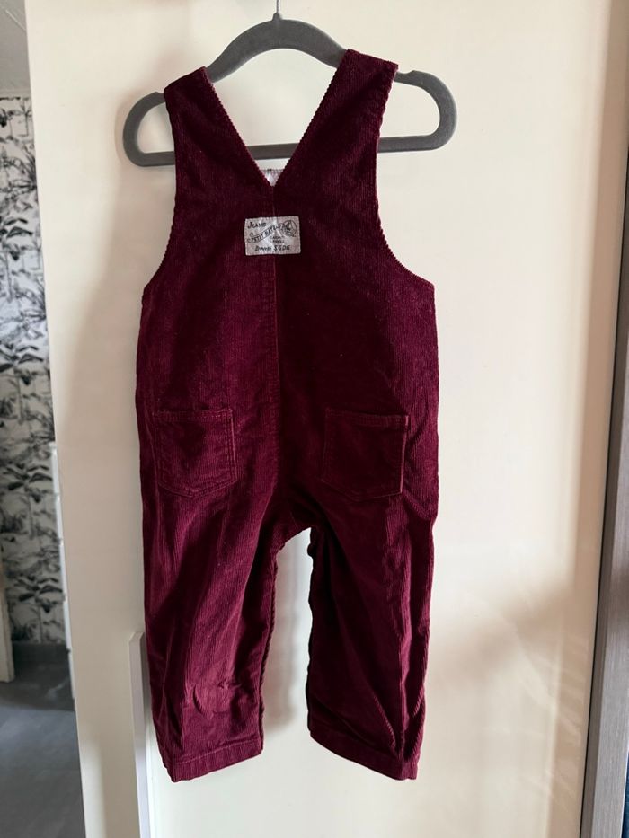 Salopette bordeaux en velours Petit Bateau taille 74 cm 1 an - photo numéro 3