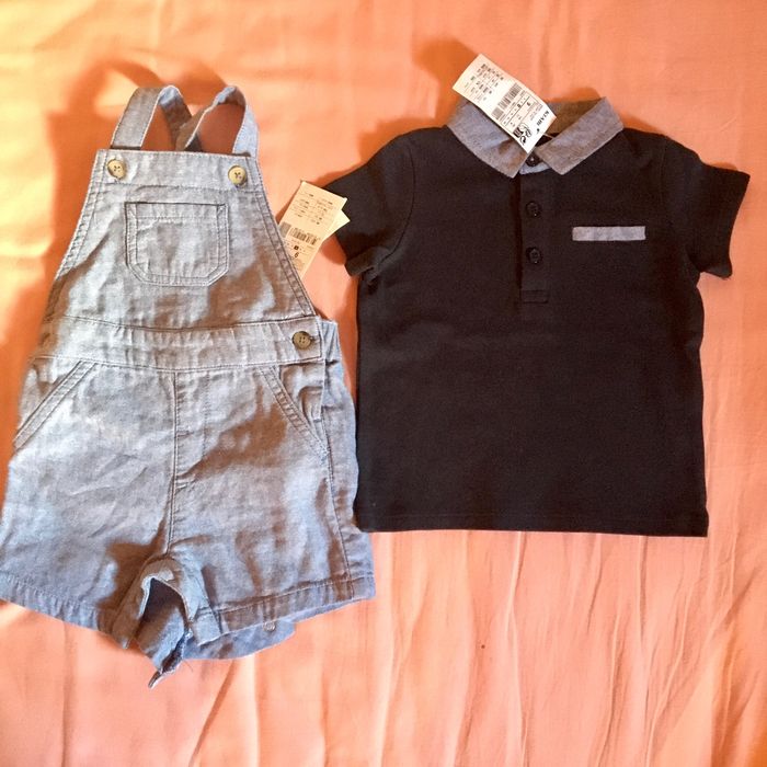 Salopette short jean et polo