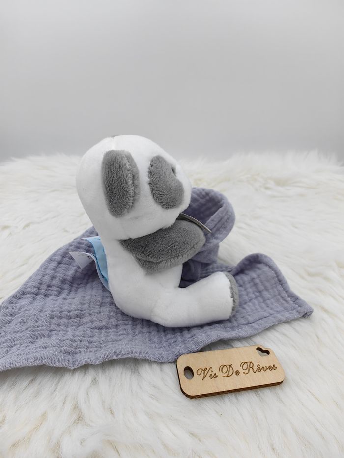 Doudou mouchoir Panda blanc et gris Baby Nat Bn0572 - photo numéro 5