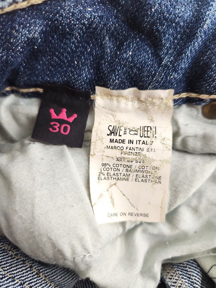 Jeans Femme Save The Queen Taille L FR39/40 W30 - Denim Brodé Motifs Graphiques Fantaisie - photo numéro 9