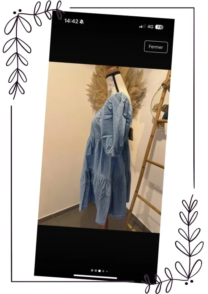 Robe en jean évasée neuve manches ballons - photo numéro 3
