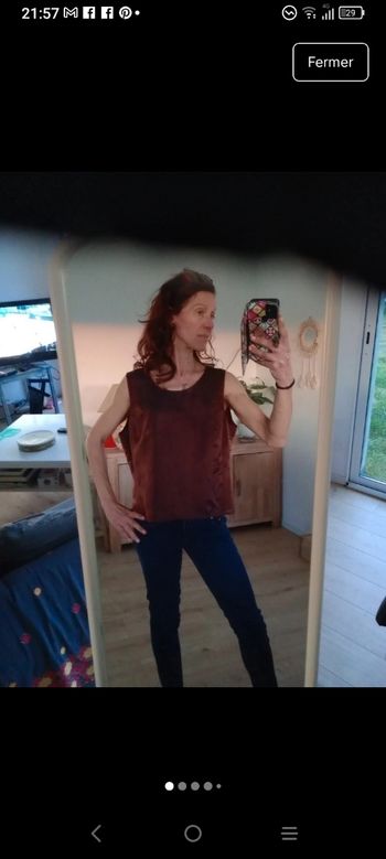 Top sans manches femme 48 marron irisé c79