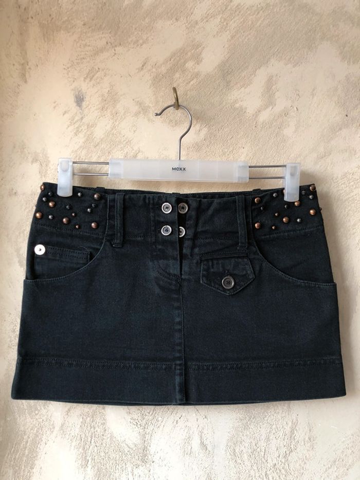 Micro jupe en jean noir clouté Pinko 38