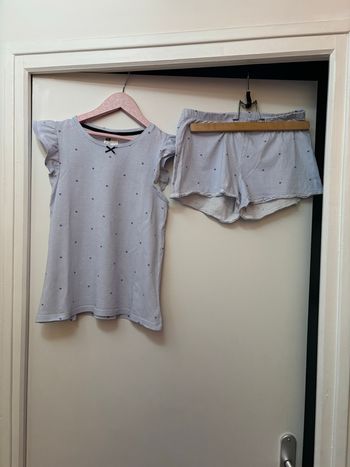 Pyjama fille rayé bleu clair et blanc H&M 8-10 ans