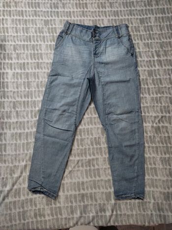 Jeans bleu taille haute style boyfriend effet empiècement Best mountain taille 38