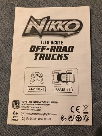 Notice mode d’emploi Nikko 1:18 Scale Off Road trucks