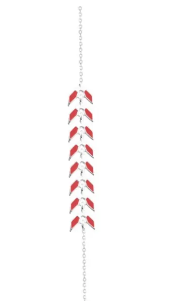 Bracelet épi en argent rhodié avec émail rouge
