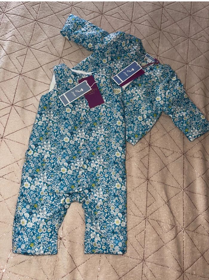 Jacadi 3 mois – Gilet + combinaison col Liberty – Excellent état - photo numéro 2