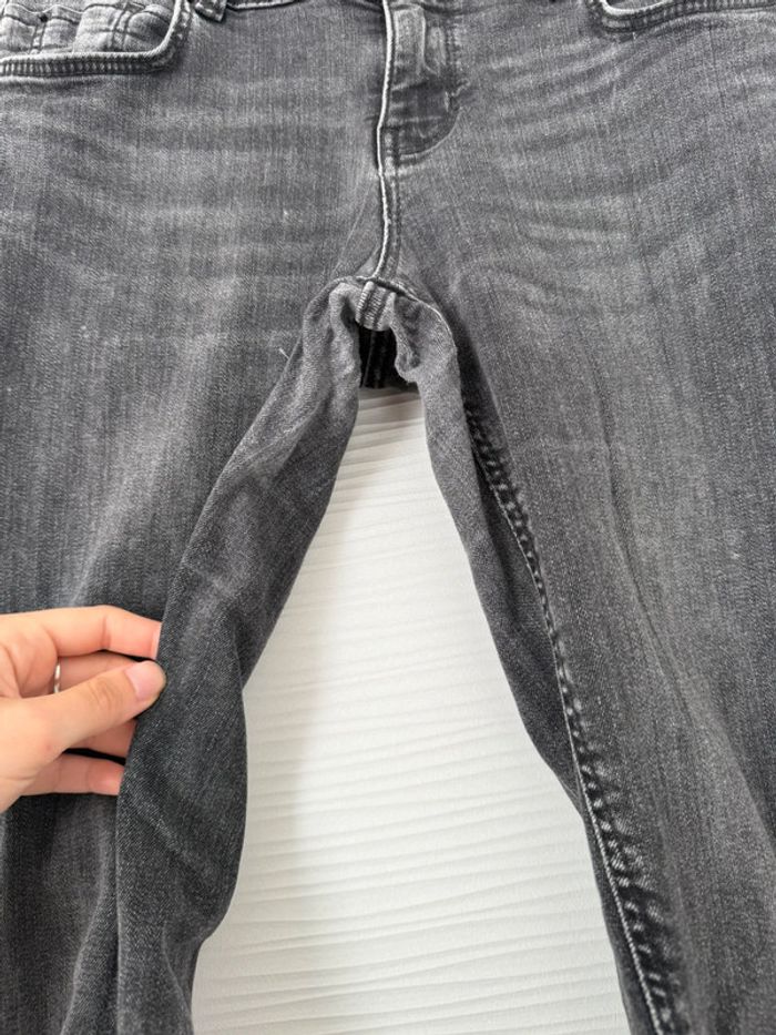 Jean slim skinny noir délavé uni basique simple double boutons - photo numéro 5