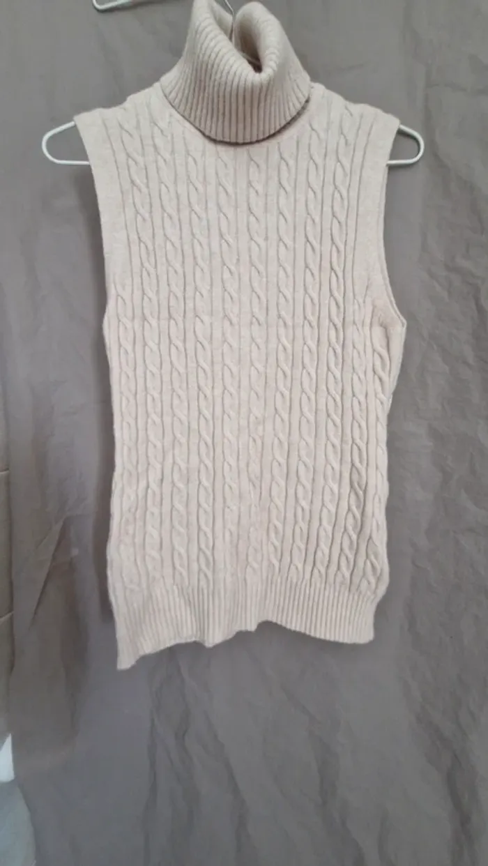 Pull manches courtes femme beige - photo numéro 2