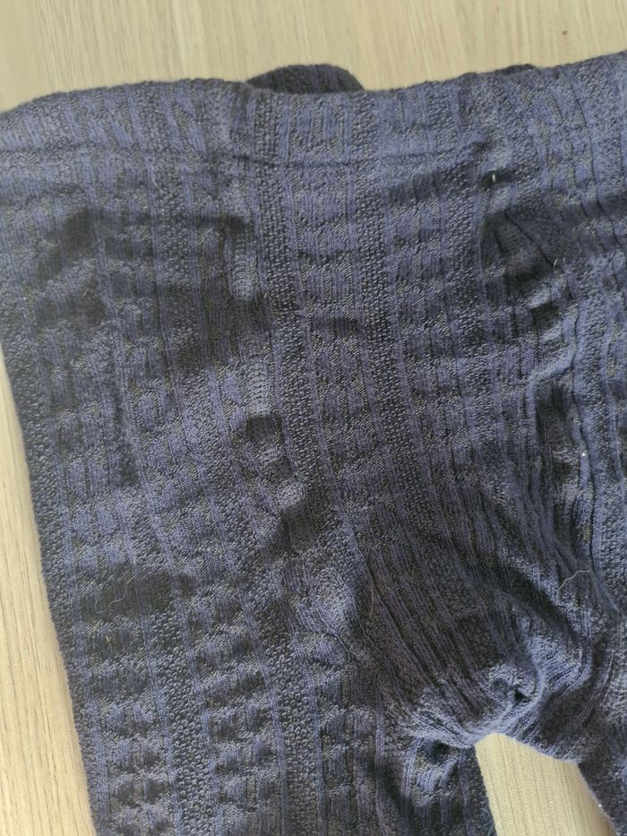 Collants bleu marine texturé camaïeu - photo numéro 2