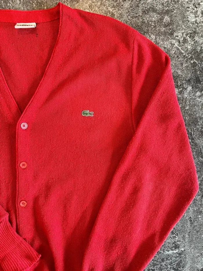 Cardigan gilet rouge homme Lacoste taille L Chaleco rojo hombre Roter Weste Strickjacke Herren - photo numéro 2