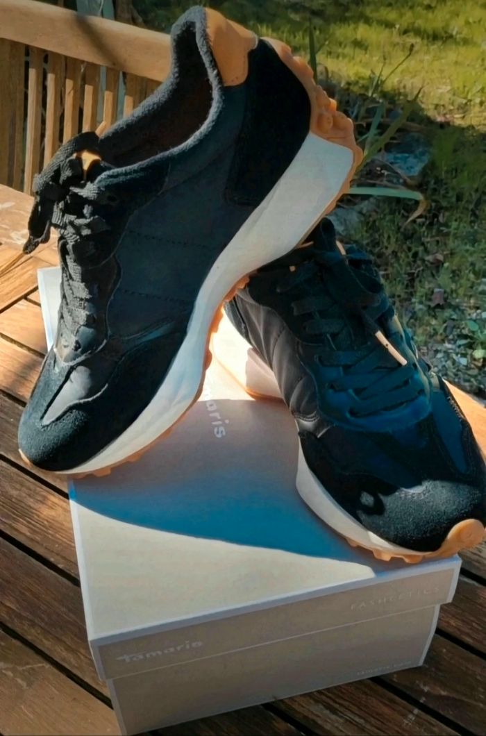 Baskets Tamaris noir/orange - photo numéro 3