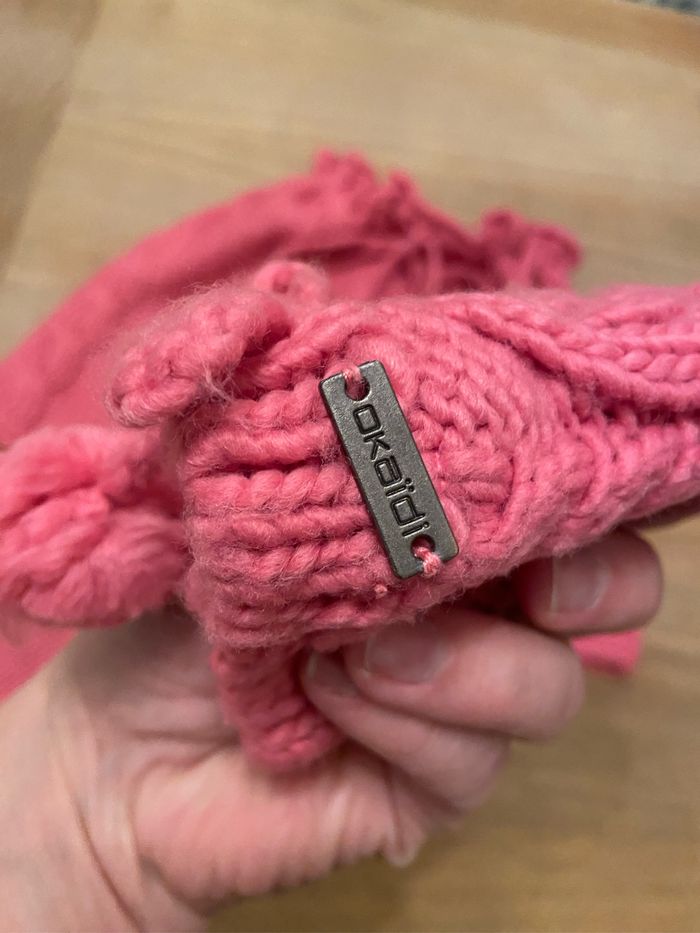 Lot snood/cape et moufles assorties Okaïdi fuschia taille 4/6 ans - photo numéro 5