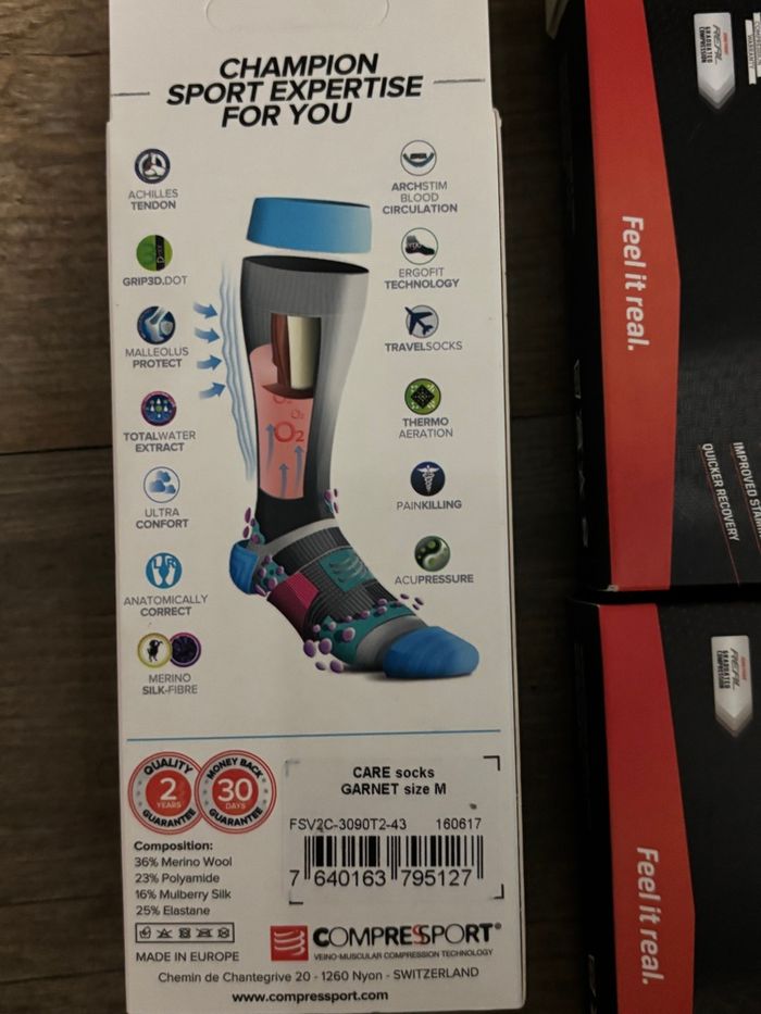 Chaussettes de compression COMPRESSPORT Care Copper – Merino Silk Fibre – Taille M et L – Neuf - photo numéro 8