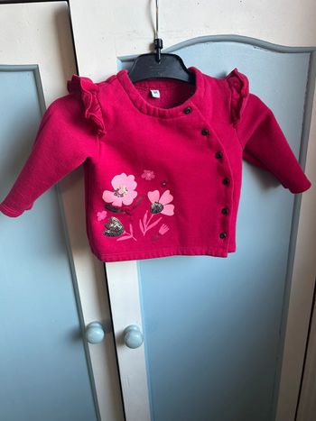 Haut à fleurs et sequins fuschia , 6 mois