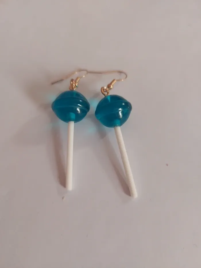 Boucle d'oreille sucettes bleu