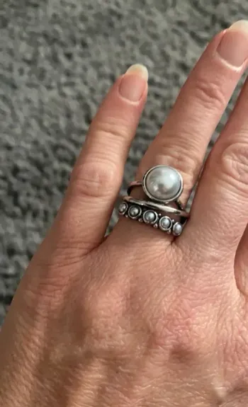 Bague style Bohème 3 en 1, avec perle, taille 60