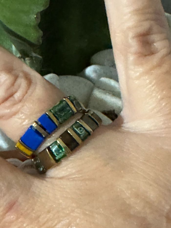 Lot de 2 bagues pierres carrées naturelles réglables - photo numéro 4