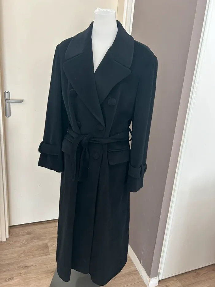 Constantin,caban manteau long noir laine, angora, cachemire , femme, taille 42 - photo numéro 3