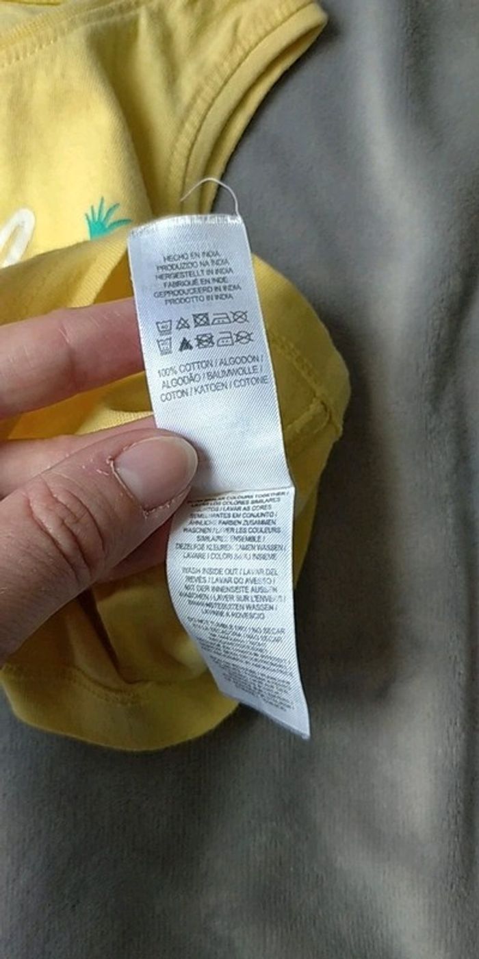 Tee shirt sans manche Fille 6/9 mois "Hello summer" ananas Primark 100% coton - photo numéro 10