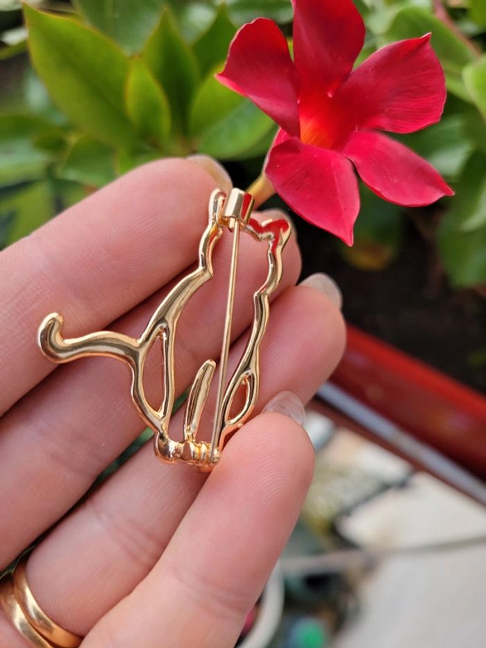 Broche chat 🐱 acier doré - photo numéro 7