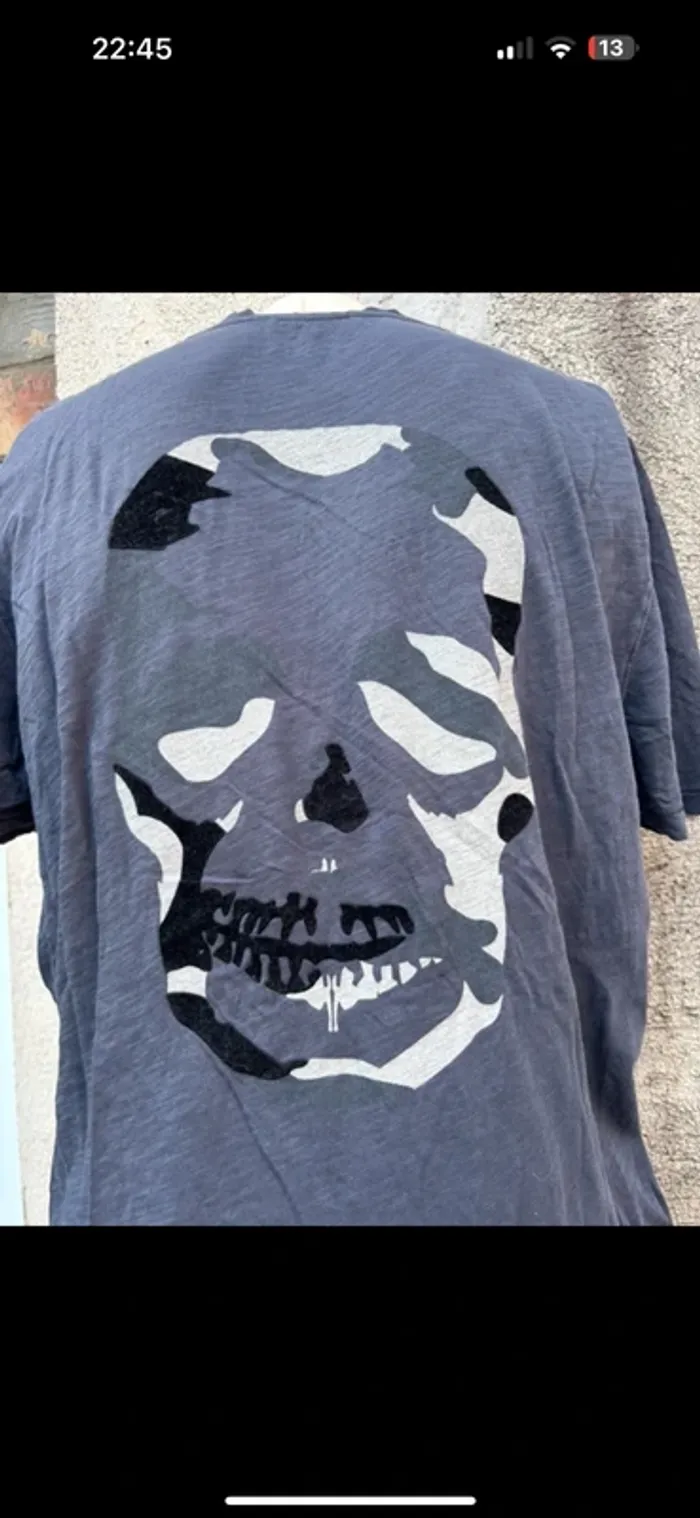 : T-shirt Zadig & Voltaire Homme XL Coton - Crâne Camouflage Bleu Gris - photo numéro 6