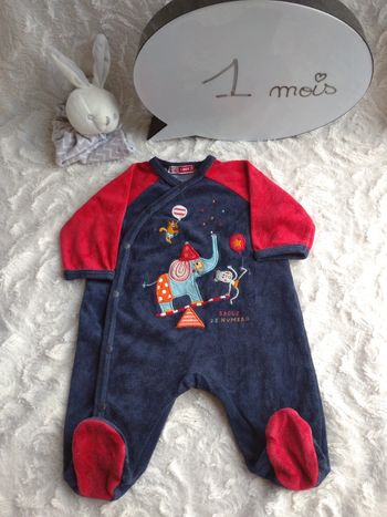 Pyjama grenouillère velours Mixte 1 mois Cirque Circus Drôle de numéro Éléphant Singe Dpam