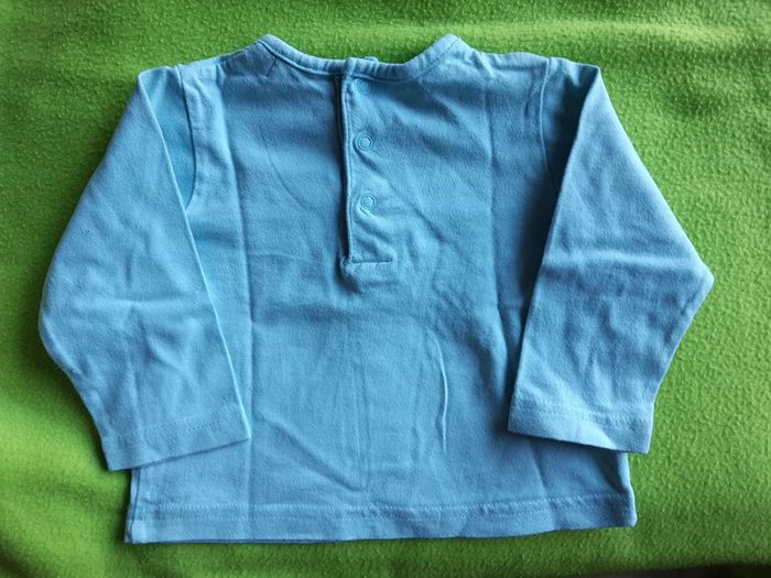 Tee-shirt bleu 6 mois manches longues - photo numéro 3