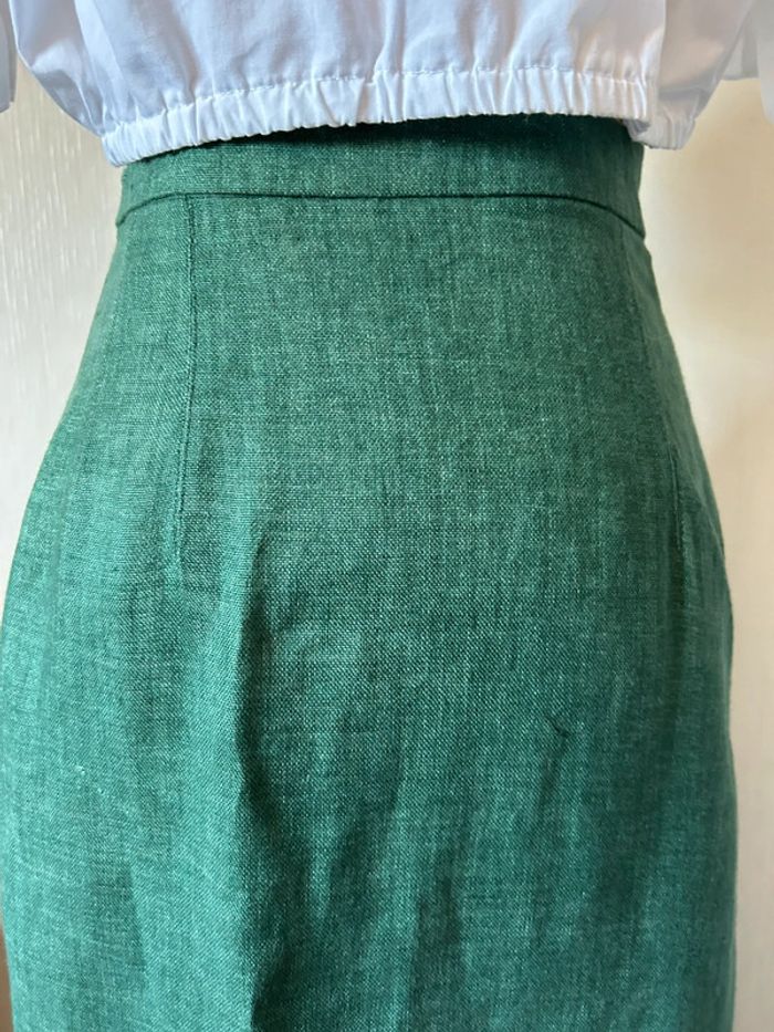 🦚Jupe longue en lin vert champêtre Cottagecore Countryside Charm Green Linen Skirt🦚 - photo numéro 14