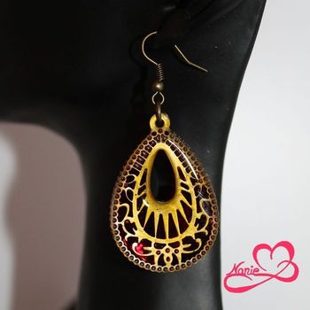 Boucles d'oreilles Glou Glou rouge et doré !!