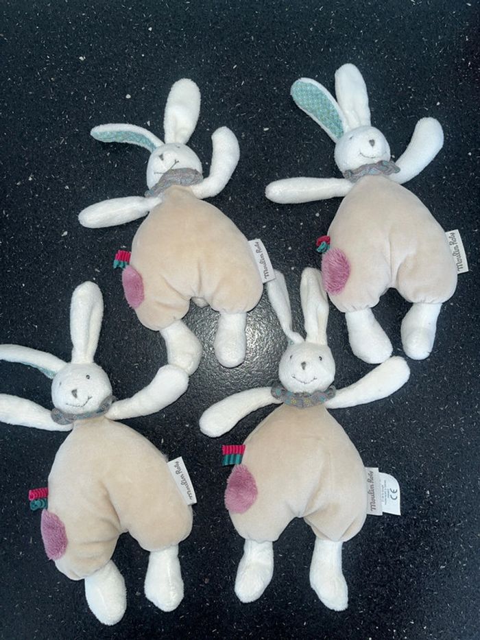 Lot 4 lapin moulin roty avec hochet grelot à l’intérieur