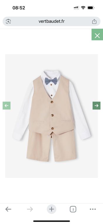 Ensemble cérémonie 4 pièces garçon - beige